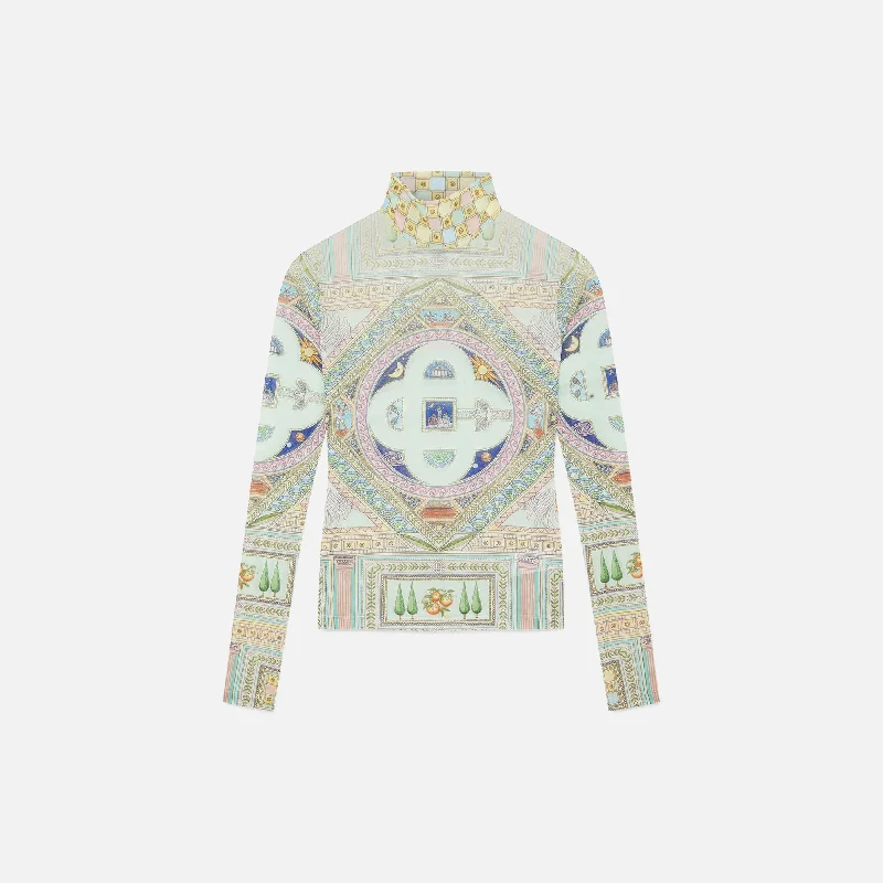 Casablanca Labirynthe Printed Mesh Top - Multi Boho-style sweaters