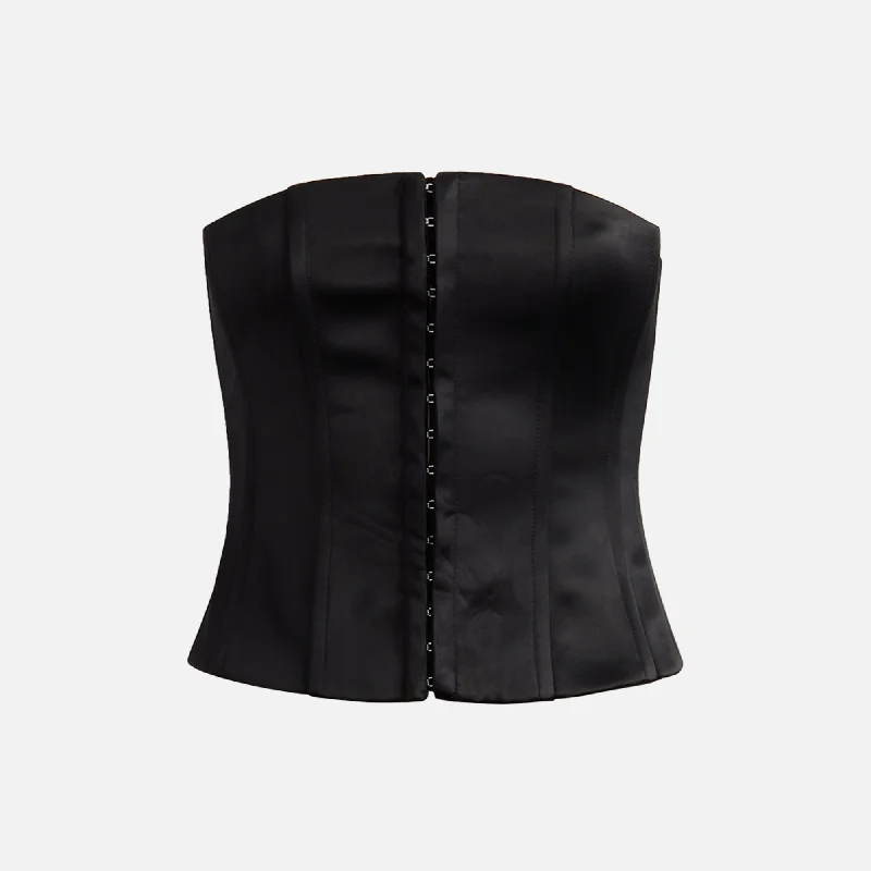 GUIZIO Satin Corset - Black College sweaters