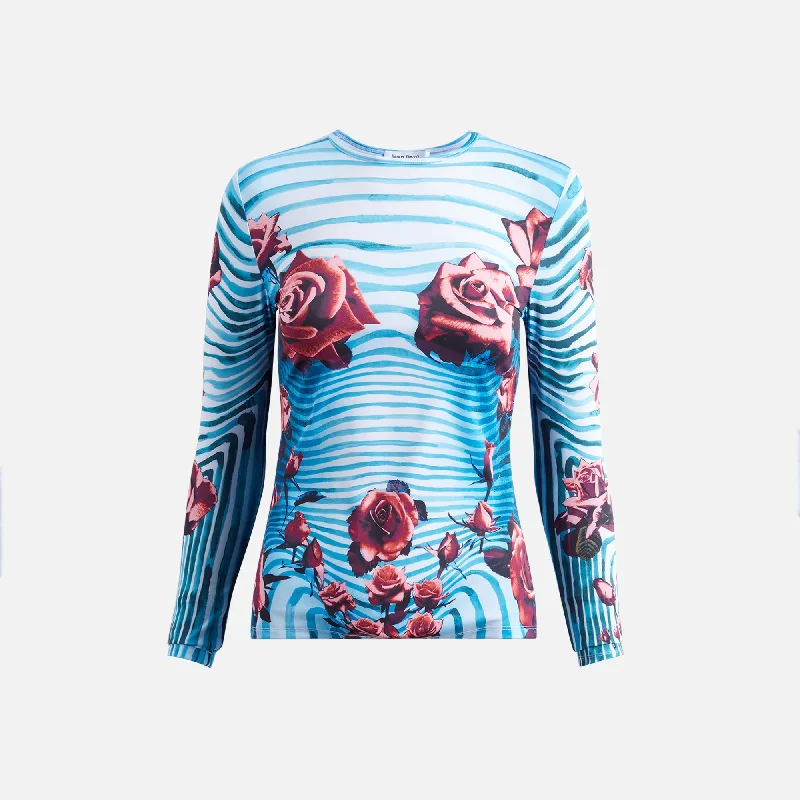 Jean Paul Gaultier Jersey Long Sleeve Printed Top - Flower Body Morphing Zip-up sweaters