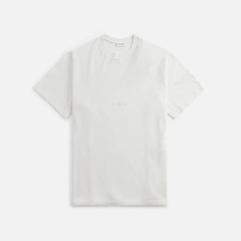 Saint Laurent Tee Col Rond - White Lightweight sweaters for spring