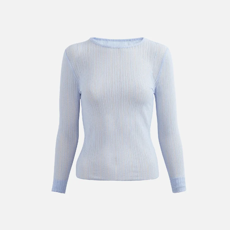 Second Skin Ribbed Crew Neck Long Sleeve - Periwinkle Adidas sweaters