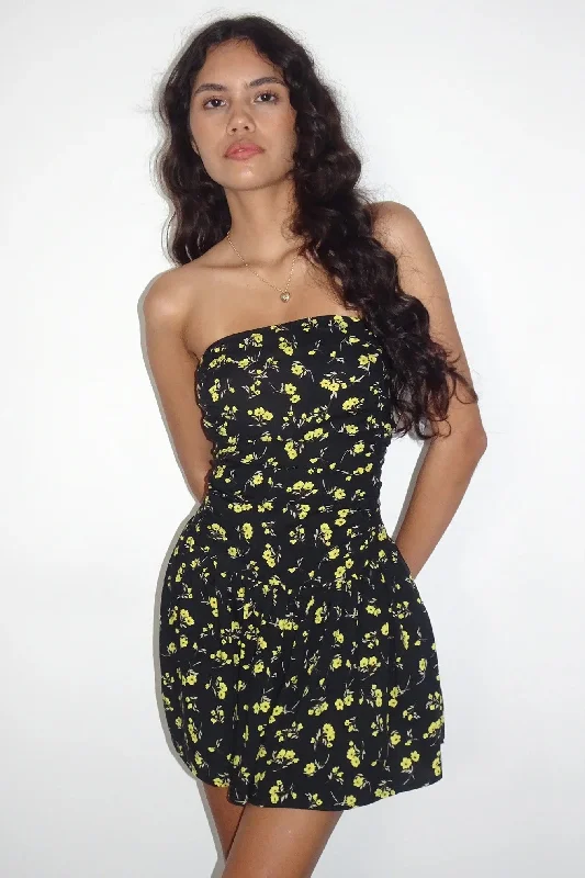 Motel Rocks Zhao Dress in Buttercup Black and Yellow Birthday mini dresses