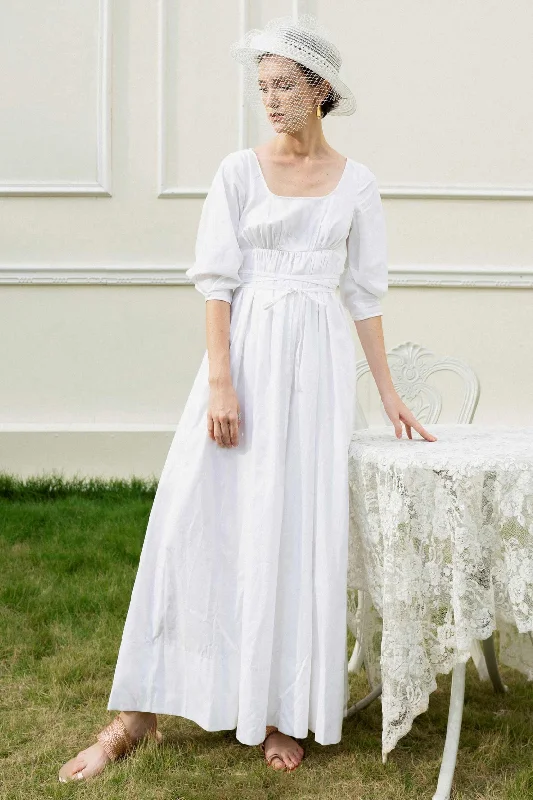 A-Line Ankle Length Cotton Or Linen Wedding Dress CW3197 Luxury Wedding Dress