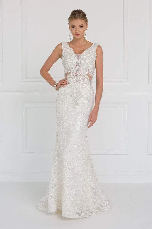 Elizabeth K Bridal - GL1533 Bead Embellished Fitted Evening Gown Elegant A-line Gown