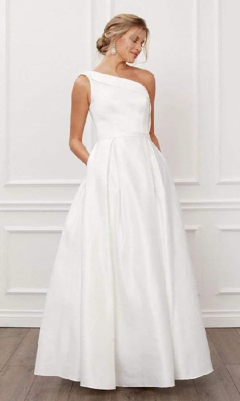 Nox Anabel - One Shoulder A-Line Evening Dress E469 Ruffle Wedding Gown