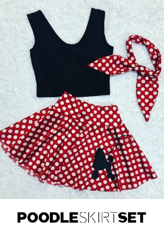 3PC Poodle Skirt Set Color block unclassified skirts