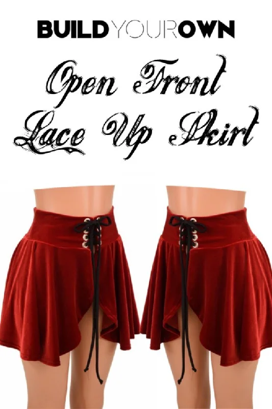 Build Your Own Open Front Lace Up Circle Cut Skirt Lace unclassified skirts