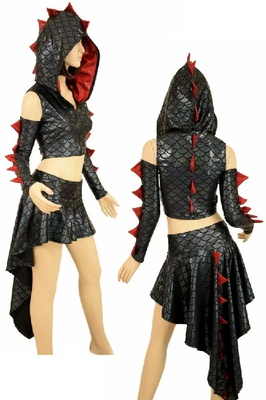 Dragon Tail Skirt & Crop Hoodie Set Wrap unclassified skirts