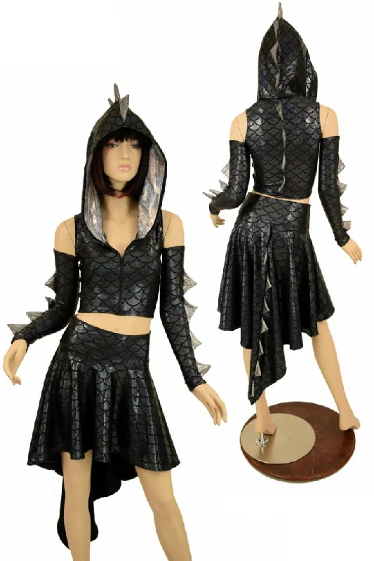 Dragon Tail Skirt & Crop Hoodie Set Designer unclassified skirts