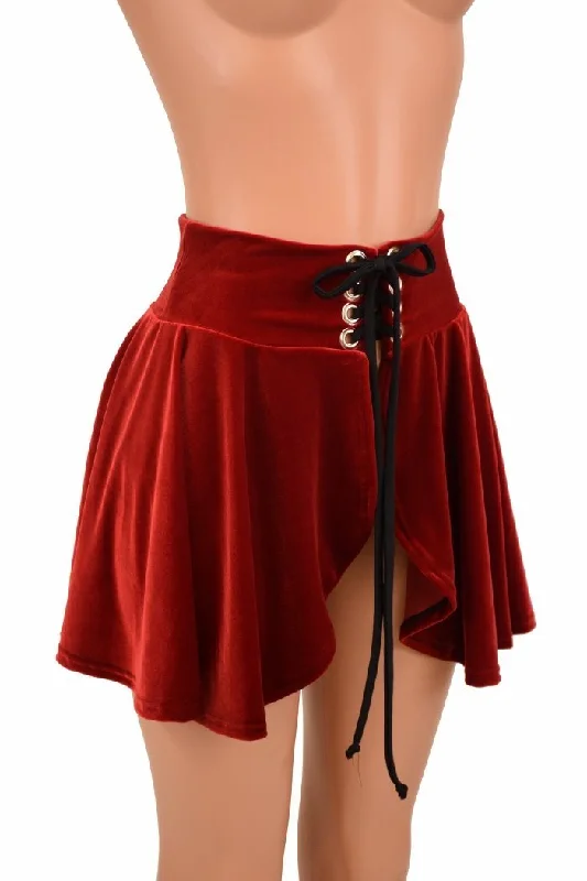 Open Front Lace Up Circle Cut Skirt Asymmetrical unclassified skirts