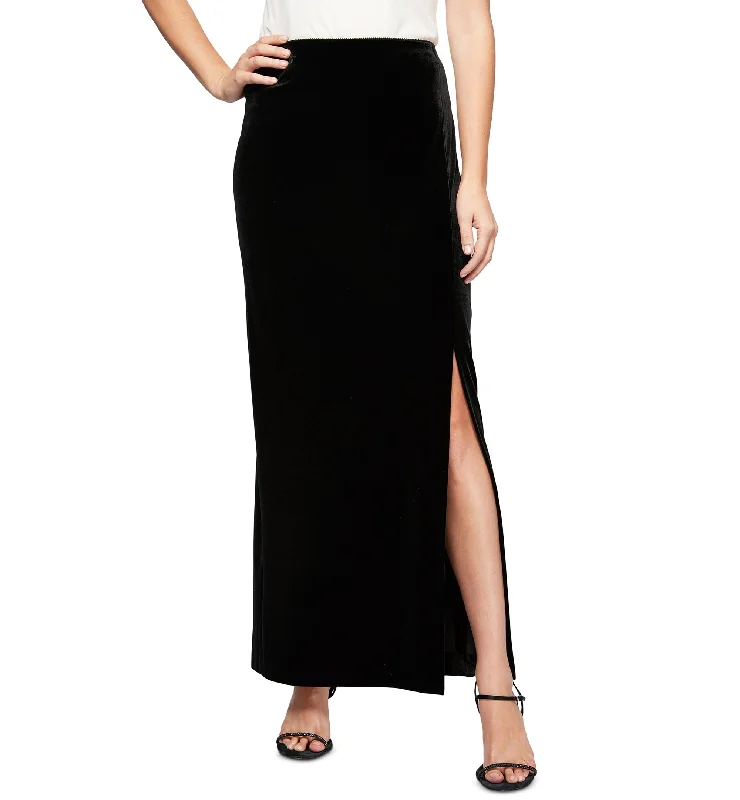 Women's Side-Slit Velvet Pull-On Skirt Dark color unclassified skirts