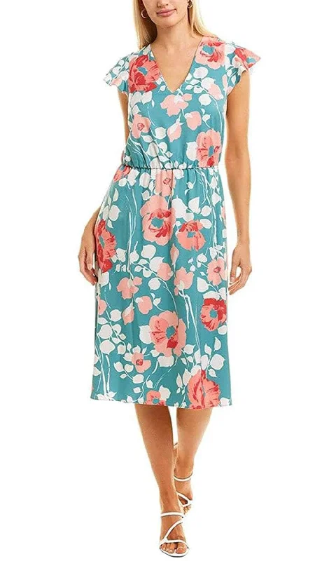 Adrianna Papell AP1D104148 - Floral Cap Sleeved Midi Dress Zara midi dresses