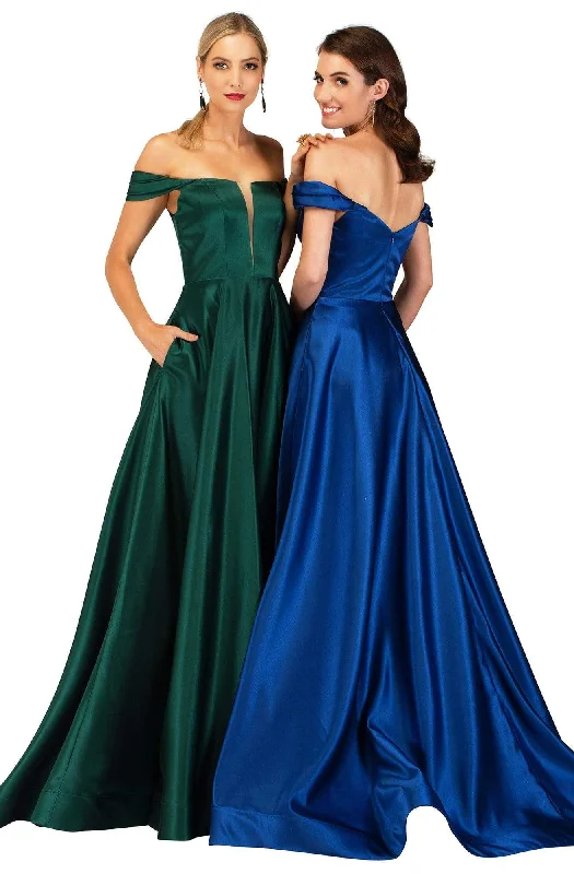 Cecilia Couture - 2105 Off-Shoulder A-Line Long Dress Best maxi dresses for date night