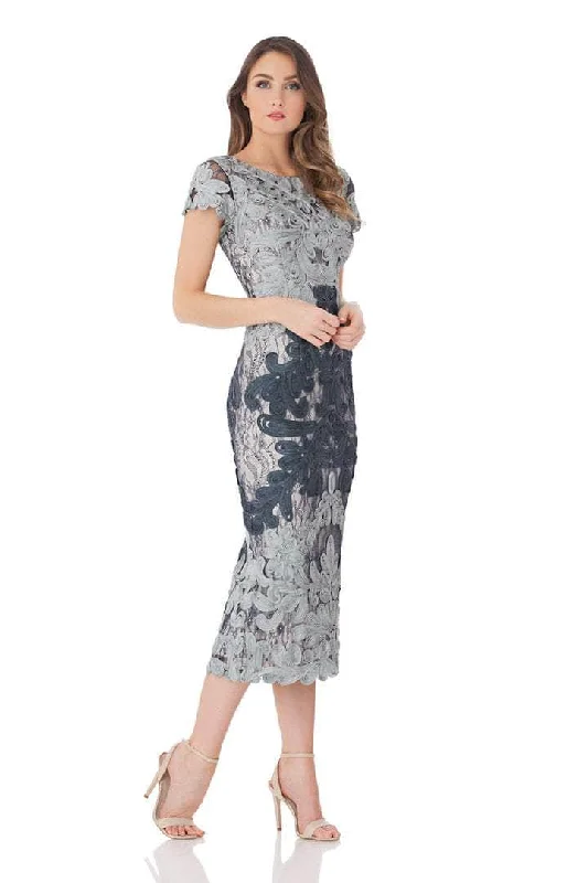 JS Collections 865626 - Two-Toned Lace Embroidered Midi Dress Clubbing midi dresses