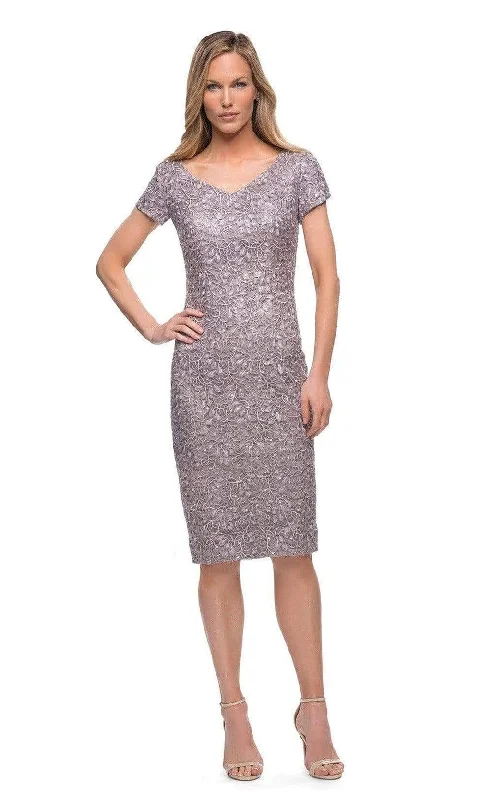 La Femme - 29809 Textured Fabric Midi Dress Glamorous midi dresses