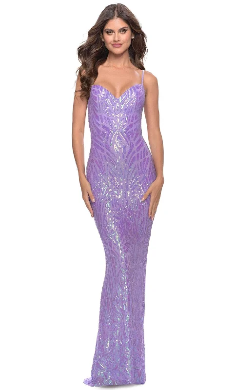 La Femme 31390 - Print Sequin Evening Dress Garden party dresses