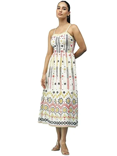 Label RITU KUMAR White Embroidered Strappy Midi Dress Best midi dresses for elegant looks