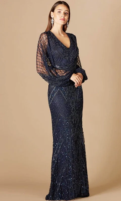 Lara Dresses 29366 - Long Sleeve Fringed Beads Formal Dress Chiffon maxi dresses