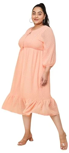 Max Plus Size Women Dobby Woven Midi Dress (DTI3203PPEACH)_3XL 20 Hot new arrivals in midi dresses