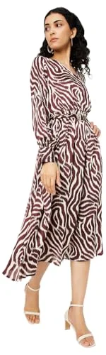 Max Women's Polycotton Modern Midi Dress (DTI3503_Brown Discounted midi dresses