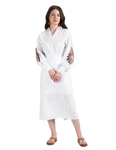 U.S. POLO ASSN. women's Cotton Fit and Flare Midi Casual Dress (UWSS24DRS122 White Revolve midi dresses