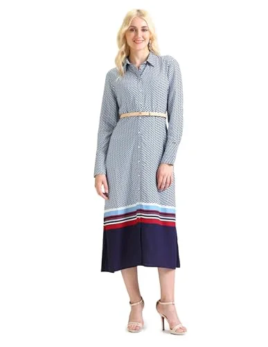 U.S. POLO ASSN. women's Viscose Shirt Midi Casual Dress (UWSS24DRS126_Blue Fashion Nova midi dresses