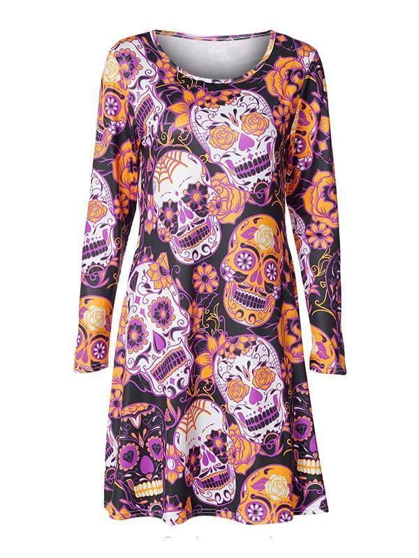 Halloween Print Crew Neck Dress PrettyLittleThing floral dresses