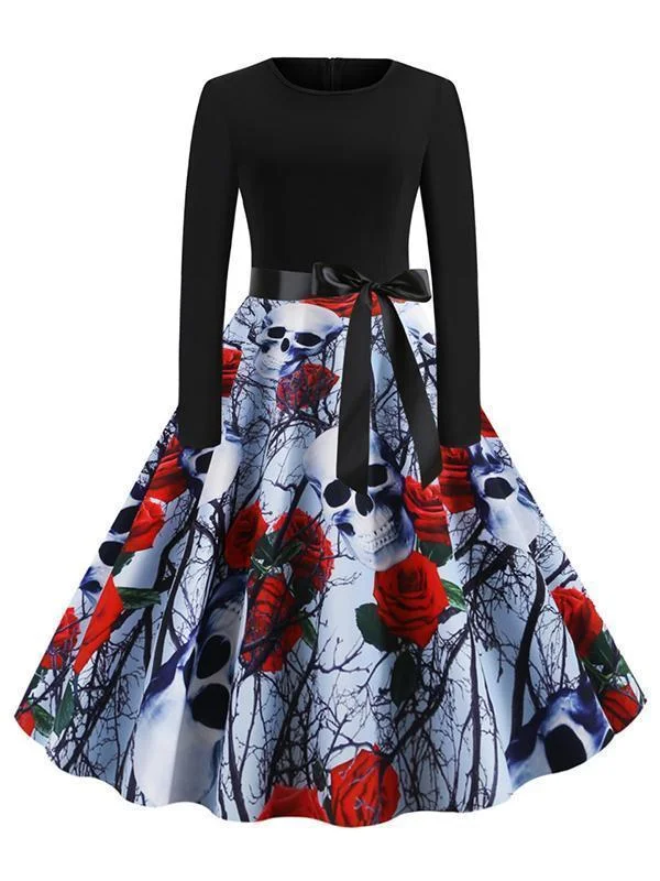 Halloween Pumpkin Skull Print Casual Dress Fashion Nova floral dresses