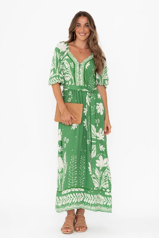 Lyndel Green Floral Tie Dress Luxury floral dresses