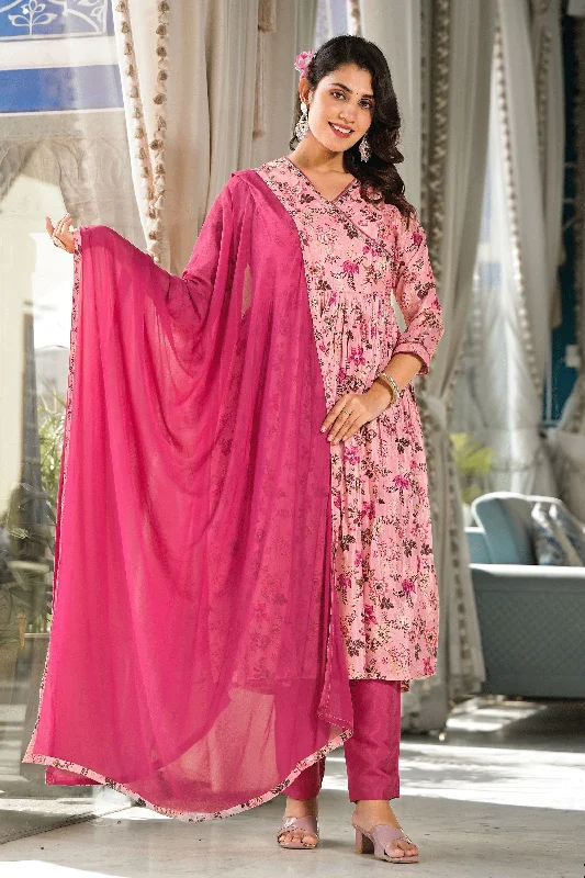 Printed Work On Art Silk Fabric Bewitching Anarklai Suit In Pink Color Wrap floral dresses