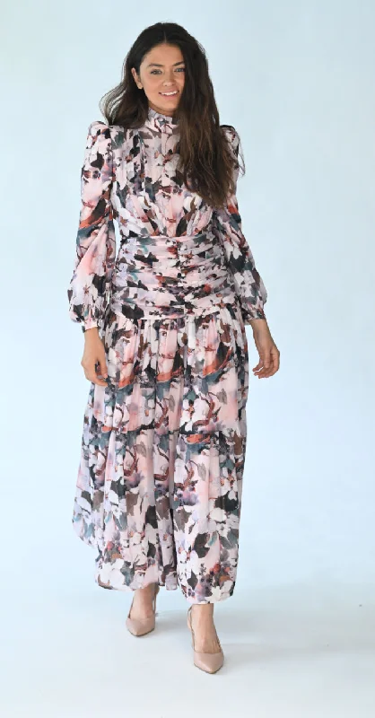 RUCHED FLORAL DRESS Formal floral dresses