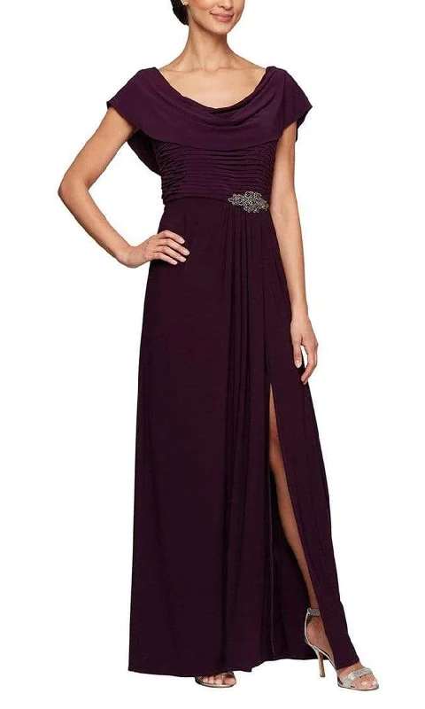 Alex Evenings - 81351491 Pleated Cowl Neck Formal Dress Chic unclassified dresses