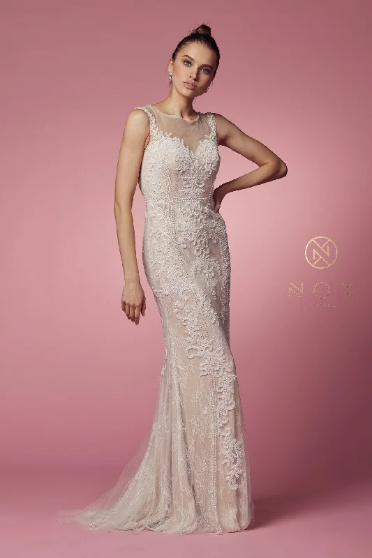 Allure Bridal: Captivating Illusion Neckline Fitted Gown for Unforgettable Moments Earthy tone unclassified dresses