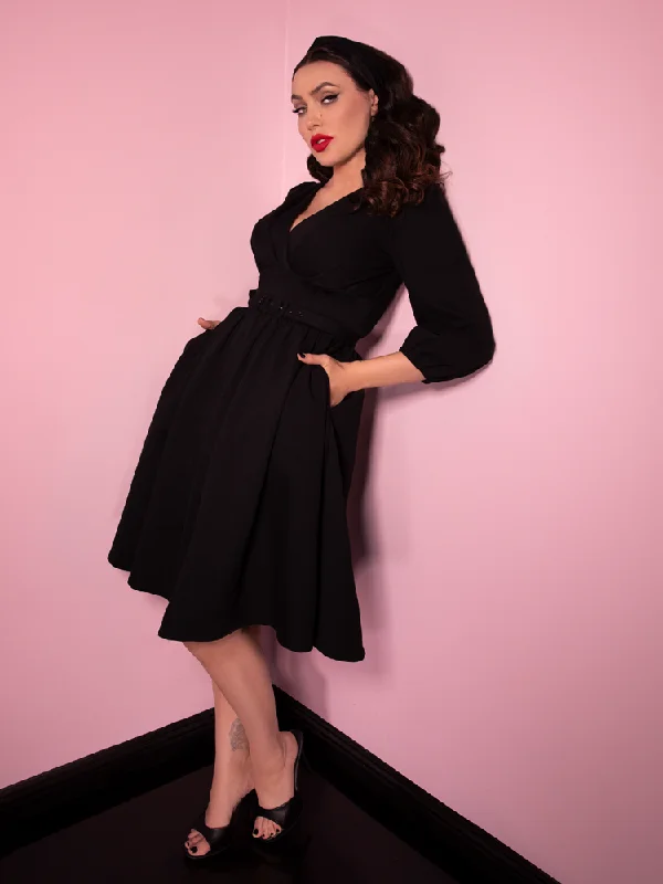 Bawdy Swing Dress in Black Chiffon unclassified dresses