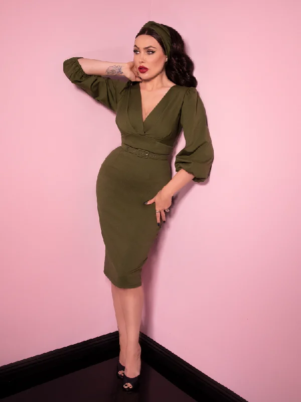 Bawdy Wiggle Dress in Olive Office unclassified dresses