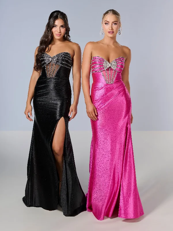 Beaded Fitted Strapless Slit Gown by Tiffany Designs 16199 Long unclassified dresses