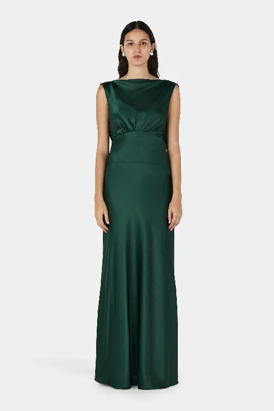 Clara Bias Dress Pine Green Off-shoulder unclassified dresses