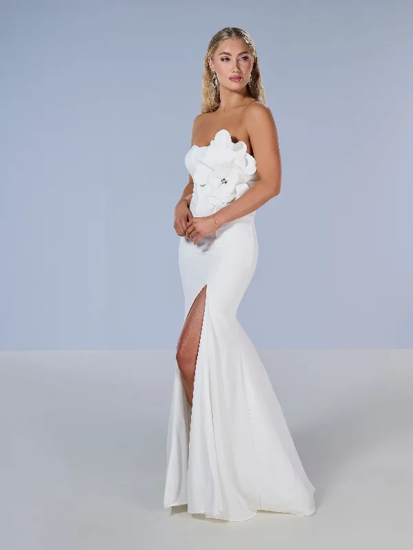 Crepe Fitted Strapless Slit Gown by Tiffany Designs 16222 Sexy unclassified dresses