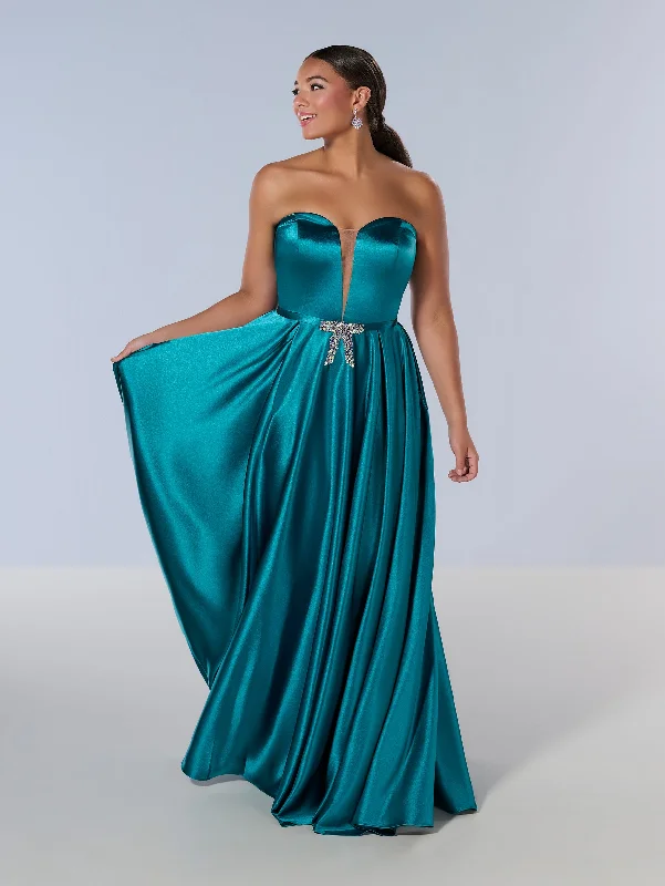 Curvy Charmeuse Strapless Gown by Tiffany Designs 16219 Cotton unclassified dresses