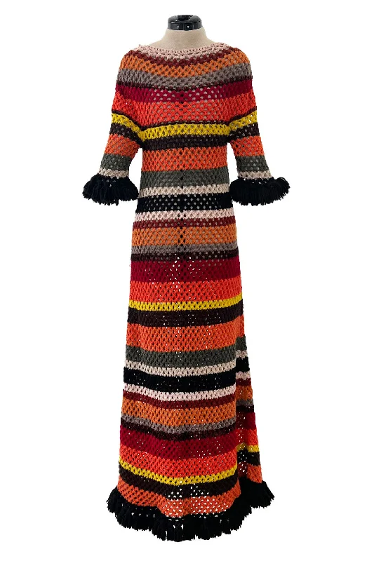 Gorgeous Resort 2018 Christian Dior by Maria Grazia Chiuri Stripe Knit Dress w Fringing Lightweight unclassified dresses