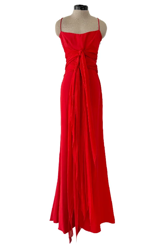 Gorgeous Spring 2003 Valentino Look 64 Red Silk Dress w Silk Chiffon Ties Boho unclassified dresses