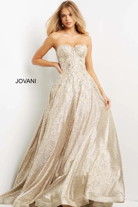 Glitter Strapless A-line Gown by Jovani 07497 Beaded unclassified dresses