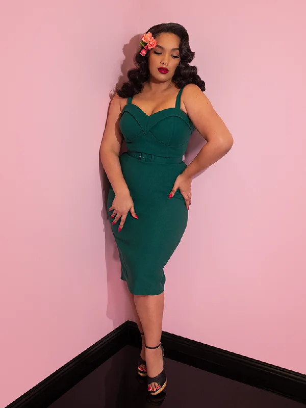 Maneater Wiggle Dress in Spruce Green Open-back unclassified dresses