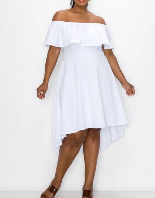 Sassy Lou Off Shoulder-White Bodycon unclassified dresses