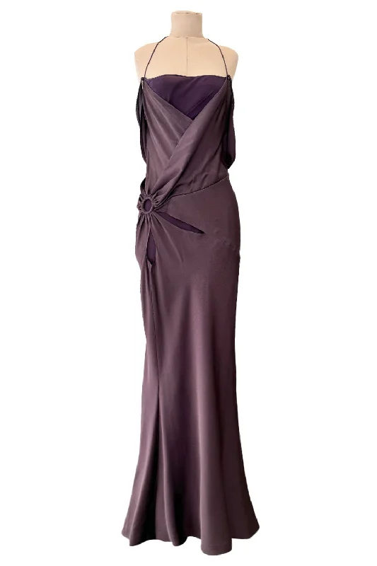 Spectacular Fall 2003 John Galliano Bias Cut Mauve Purple Silk Dress w Draped Arm Panels Tiered unclassified dresses