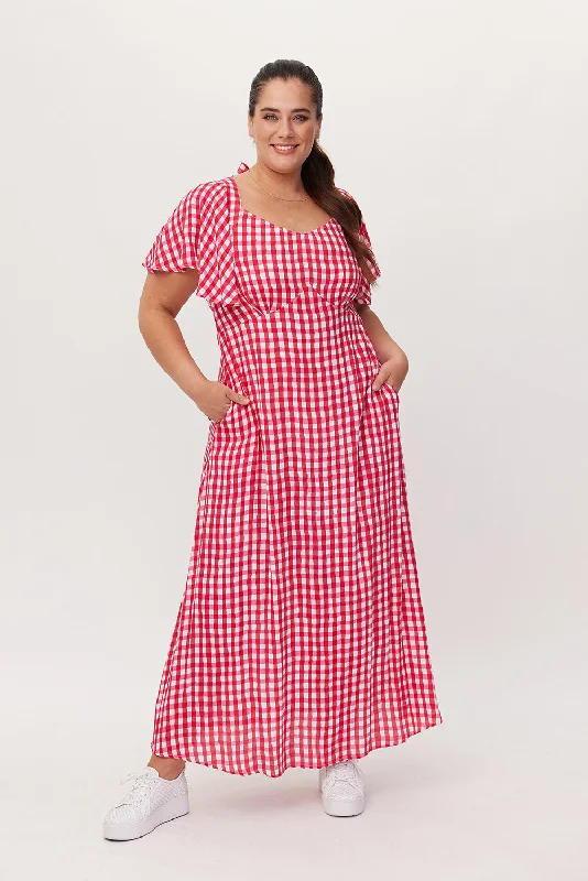 Sylvia Dress Cerise Check Unique unclassified dresses