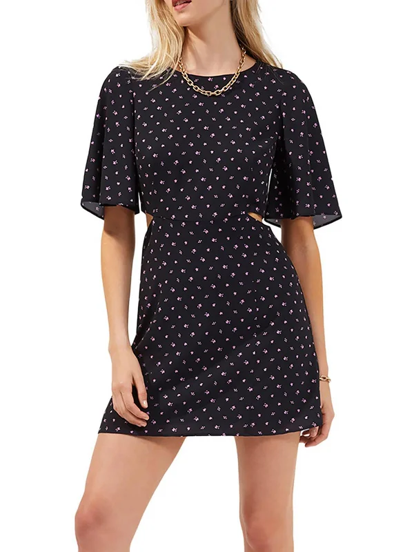 Womens Cutout Mini Fit & Flare Dress Stretch Mini Skirt