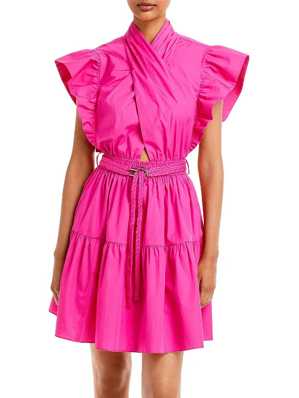 Womens Tiered Mini Shift Dress Mini Skirt Trendy