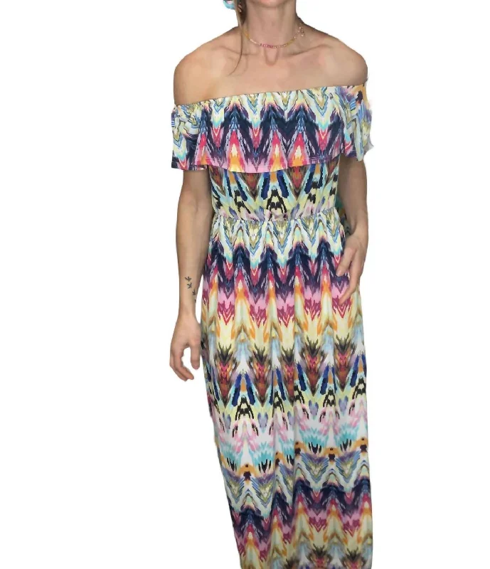 Chevron Maxi Dress In Multicolor Comfortable Maxi Look