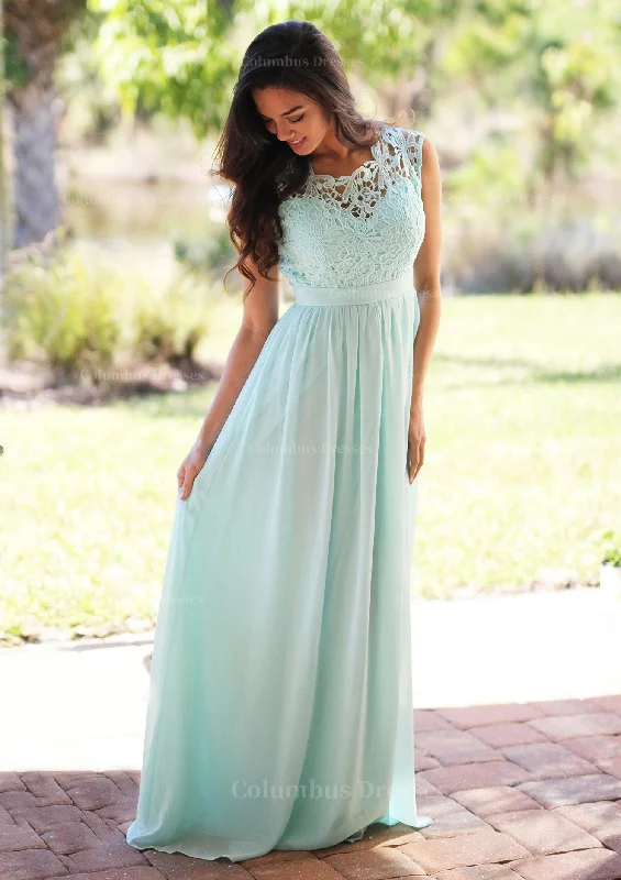 Chiffon Long/Floor-Length A-Line/Princess Sleeveless Bateau Zipper Prom Dress With Appliqued Sexy Long Skirt